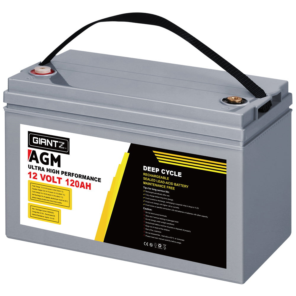 Giantz AGM Deep Cycle Battery 12V 120Ah Marine Sealed Power Portable Box Sola-2