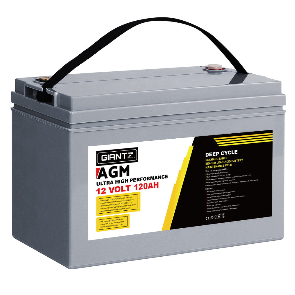 Giantz AGM Deep Cycle Battery 12V 120Ah Marine Sealed Power Portable Box Sola-0