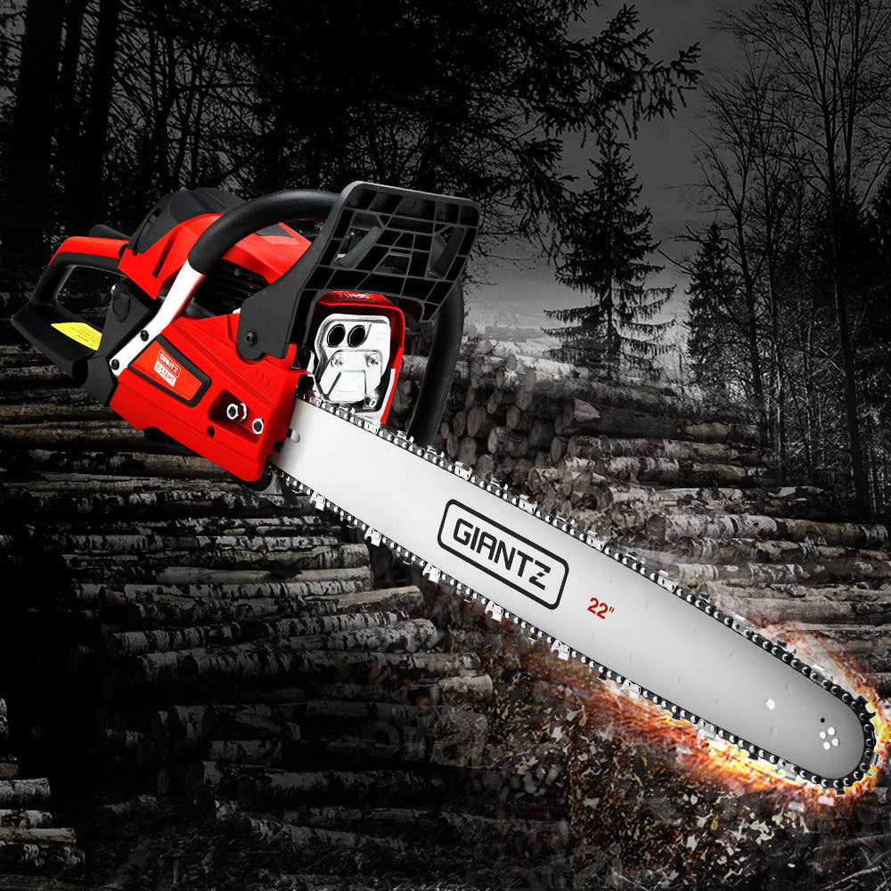 Giantz Chainsaw 58cc Petrol Commercial Pruning Chain Saw E-Start 22'' Bar Top-7