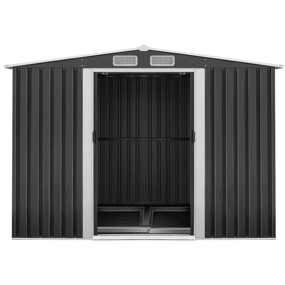 Giantz Garden Shed Outdoor Storage Sheds 2.6x3.9x2M Workshop Metal Base Grey-2