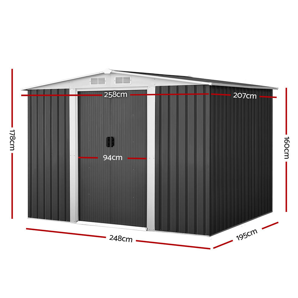 Giantz Garden Shed Outdoor Storage Sheds Tool Workshop 2.58X2.07M with Base-1