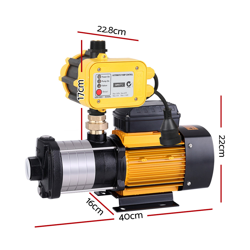 Giantz Multi Stage Water Pump Pressure Rain Tank Garden Farm House Irrigation 2000W Yellow Controller-1