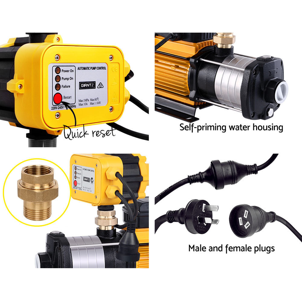 Giantz Multi Stage Water Pump Pressure Rain Tank Garden Farm House Irrigation 2000W Yellow Controller-4