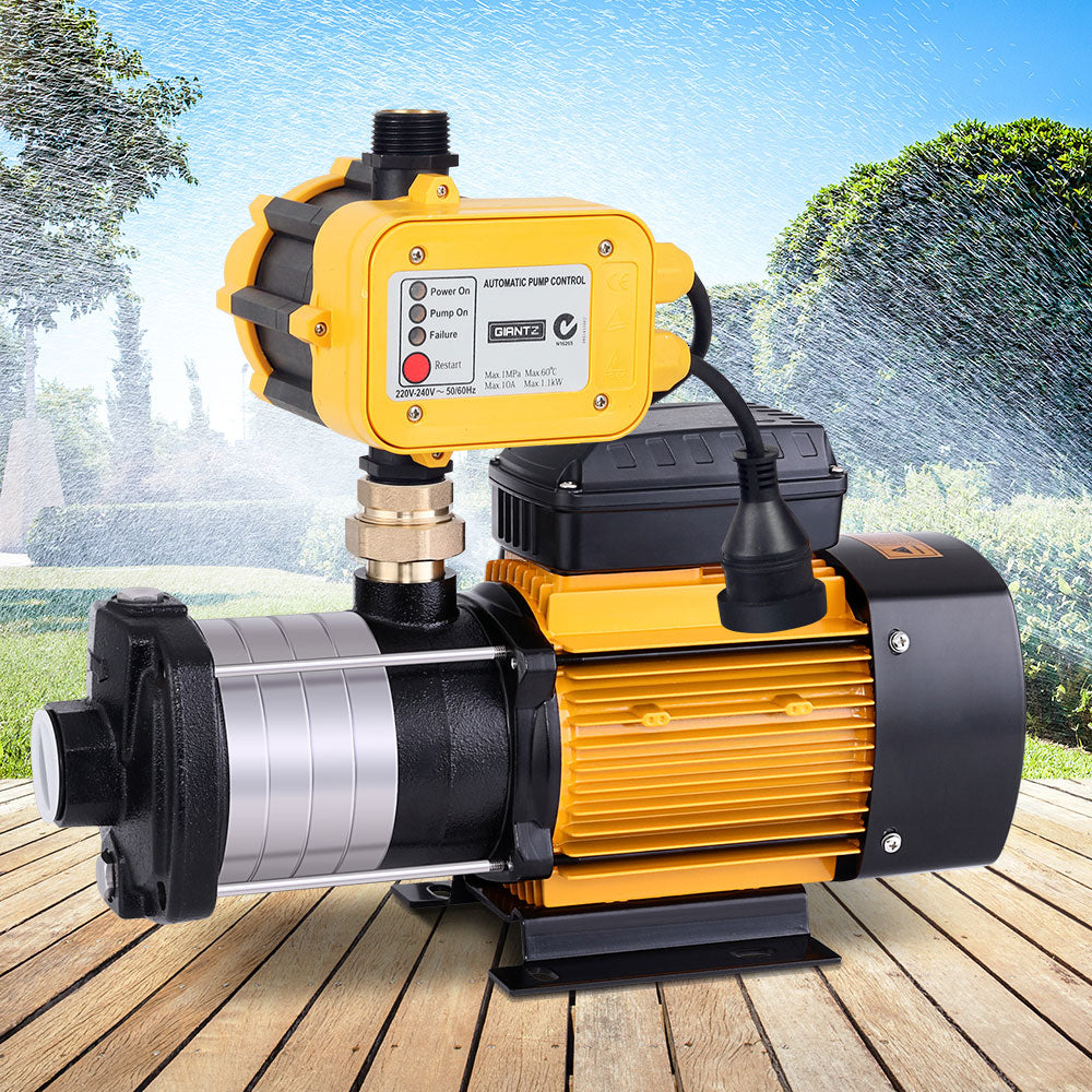 Giantz Multi Stage Water Pump Pressure Rain Tank Garden Farm House Irrigation 2000W Yellow Controller-7