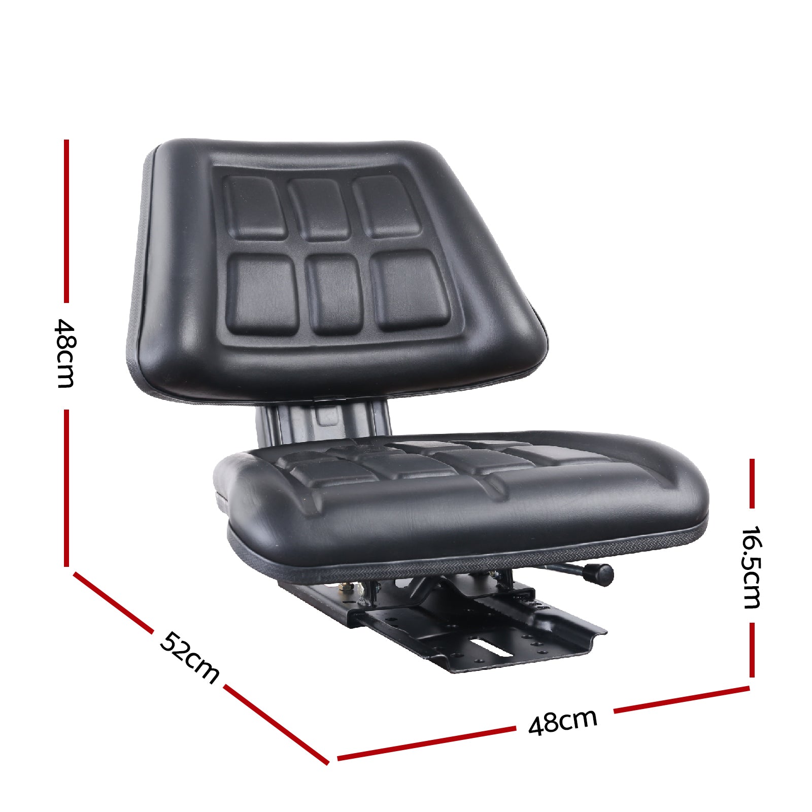 Giantz PU Leather Tractor Seat with Sliding Track - Black-1