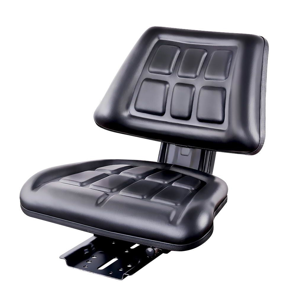 Giantz PU Leather Tractor Seat with Sliding Track - Black-0