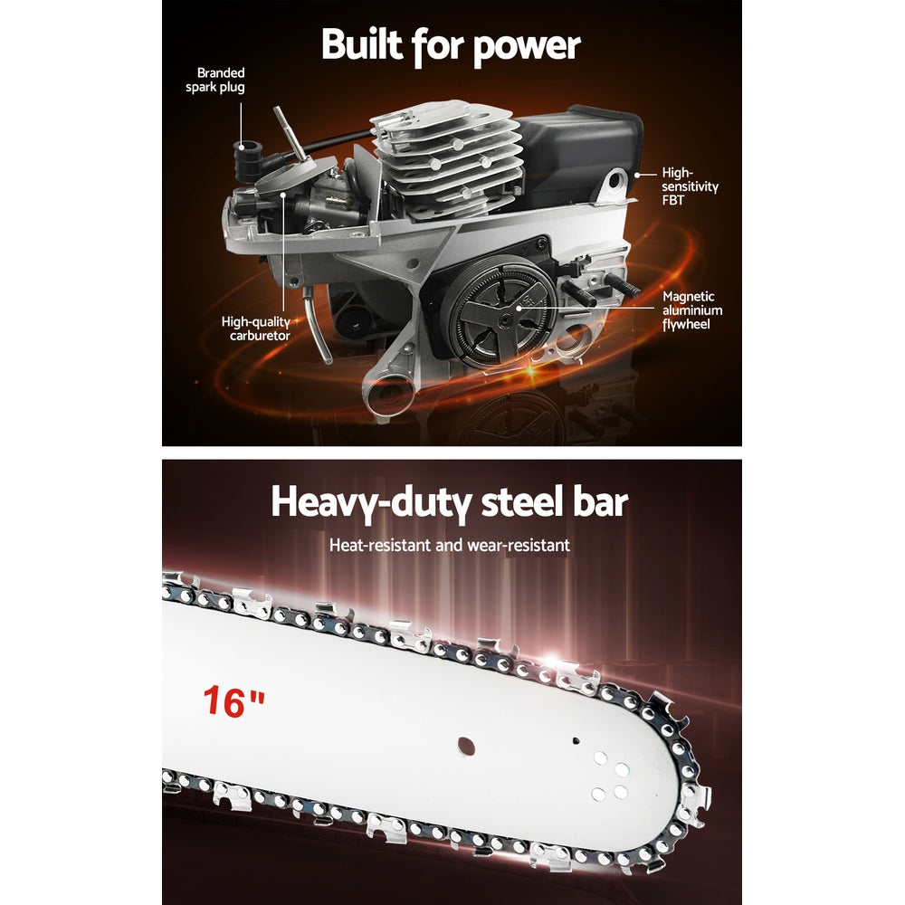 Giantz Petrol Chainsaw Chain Saw E-Start Commercial 45cc 16'' Top Handle Tree-5