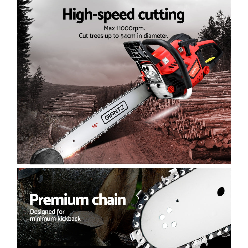 Giantz Petrol Chainsaw Chain Saw E-Start Commercial 45cc 16'' Top Handle Tree-6