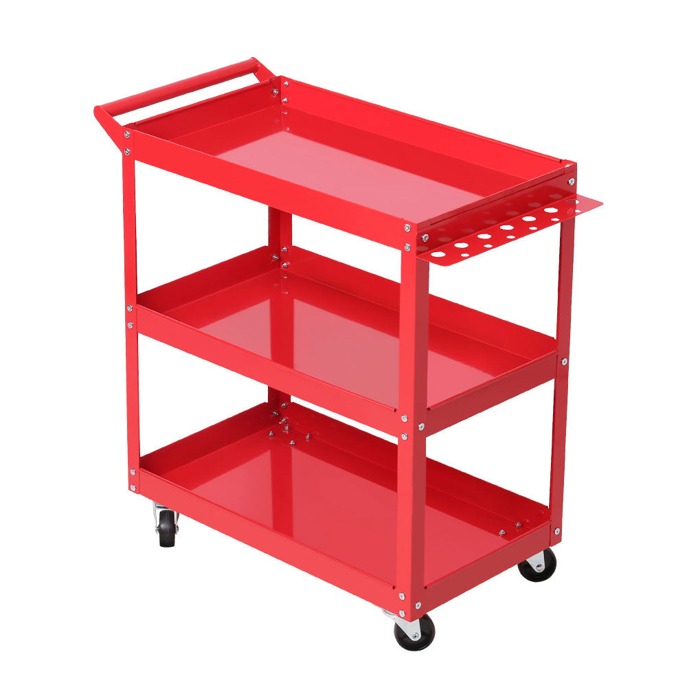 Giantz Tool Cart 3 Tier Parts Steel Trolley Mechanic Storage Organizer Red-2