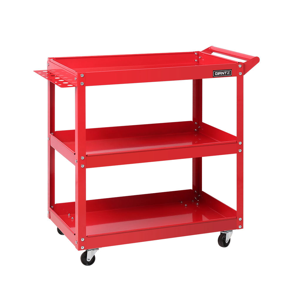 Giantz Tool Cart 3 Tier Parts Steel Trolley Mechanic Storage Organizer Red-0