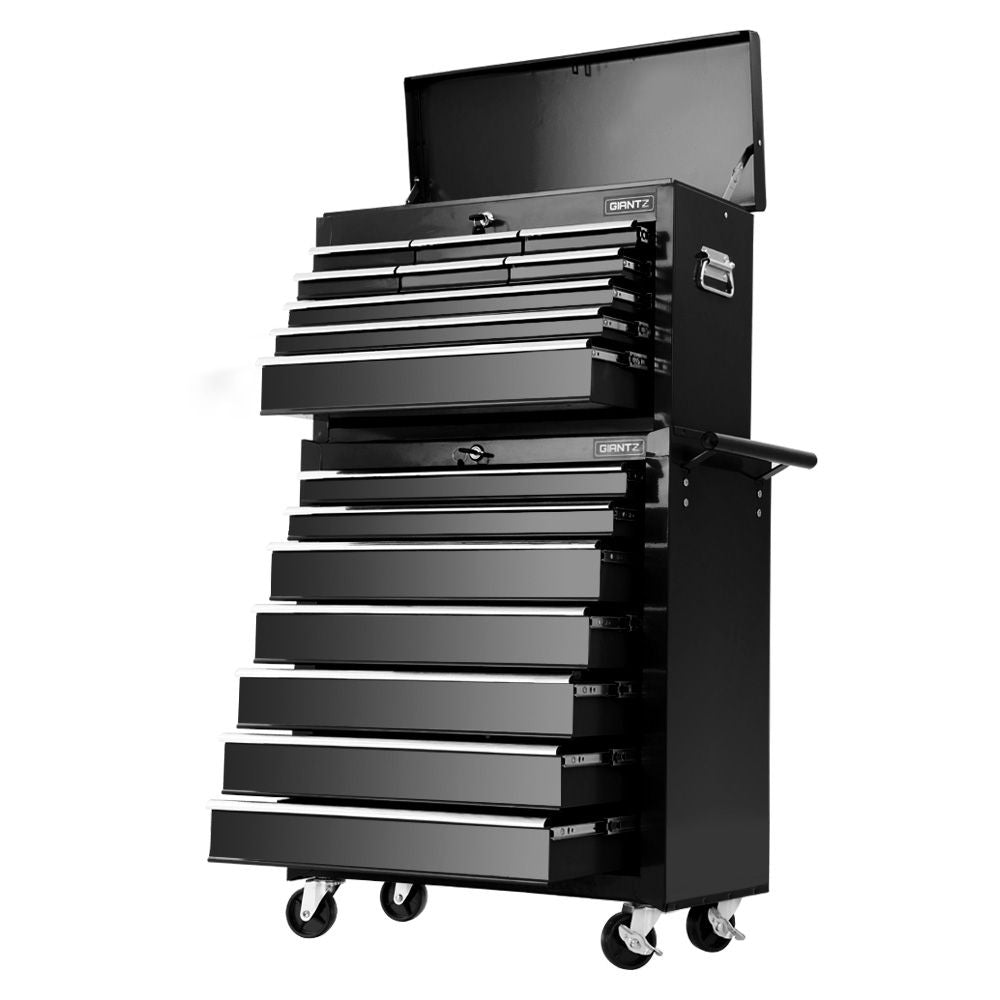 Giantz Tool Chest and Trolley Box Cabinet 16 Drawers Cart Garage Storage Black-0