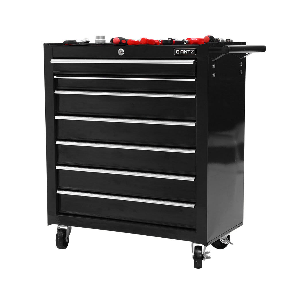 Giantz Tool Chest and Trolley Box Cabinet 7 Drawers Cart Garage Storage Black-2