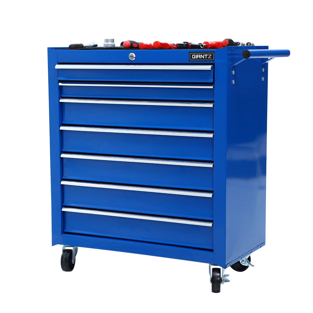 Giantz Tool Chest and Trolley Box Cabinet 7 Drawers Cart Garage Storage Blue-2