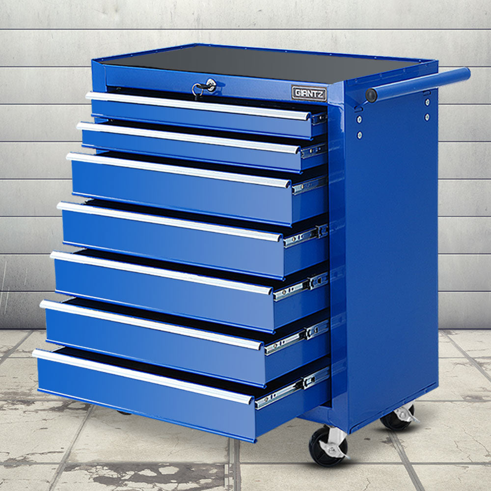 Giantz Tool Chest and Trolley Box Cabinet 7 Drawers Cart Garage Storage Blue-6