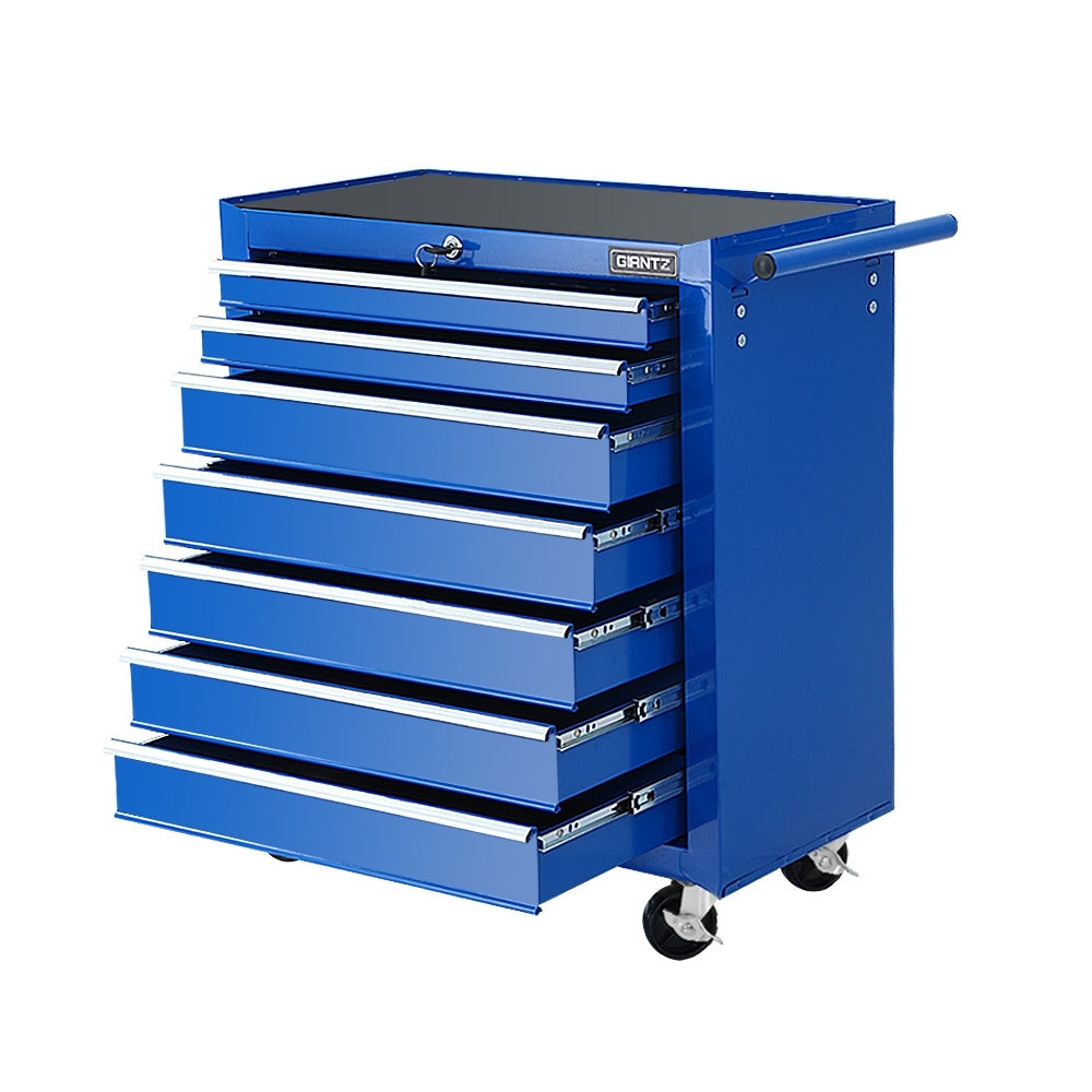 Giantz Tool Chest and Trolley Box Cabinet 7 Drawers Cart Garage Storage Blue-0