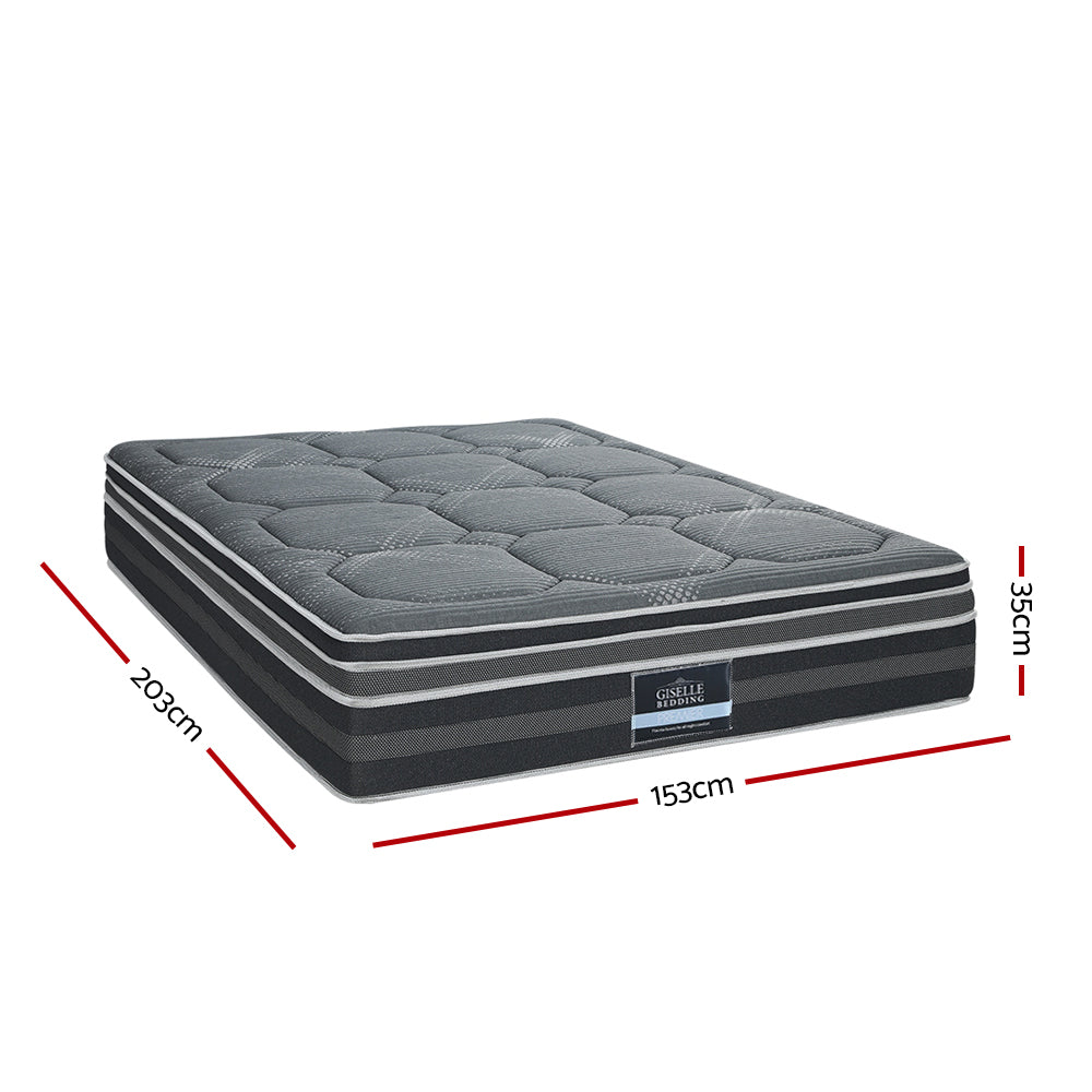 Giselle 35CM QUEEN Mattress Bed 7 Zone Dual Euro Top Pocket Spring Medium Firm-1