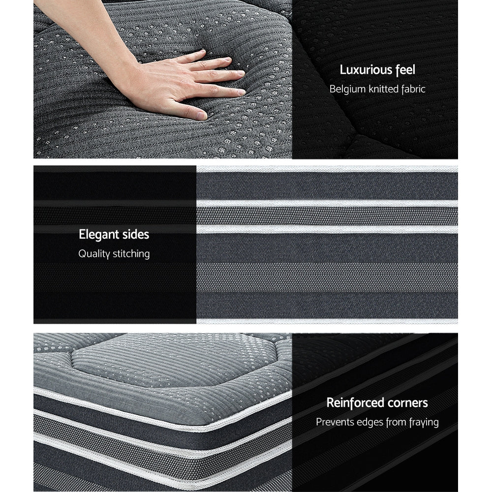 Giselle 35CM QUEEN Mattress Bed 7 Zone Dual Euro Top Pocket Spring Medium Firm-6