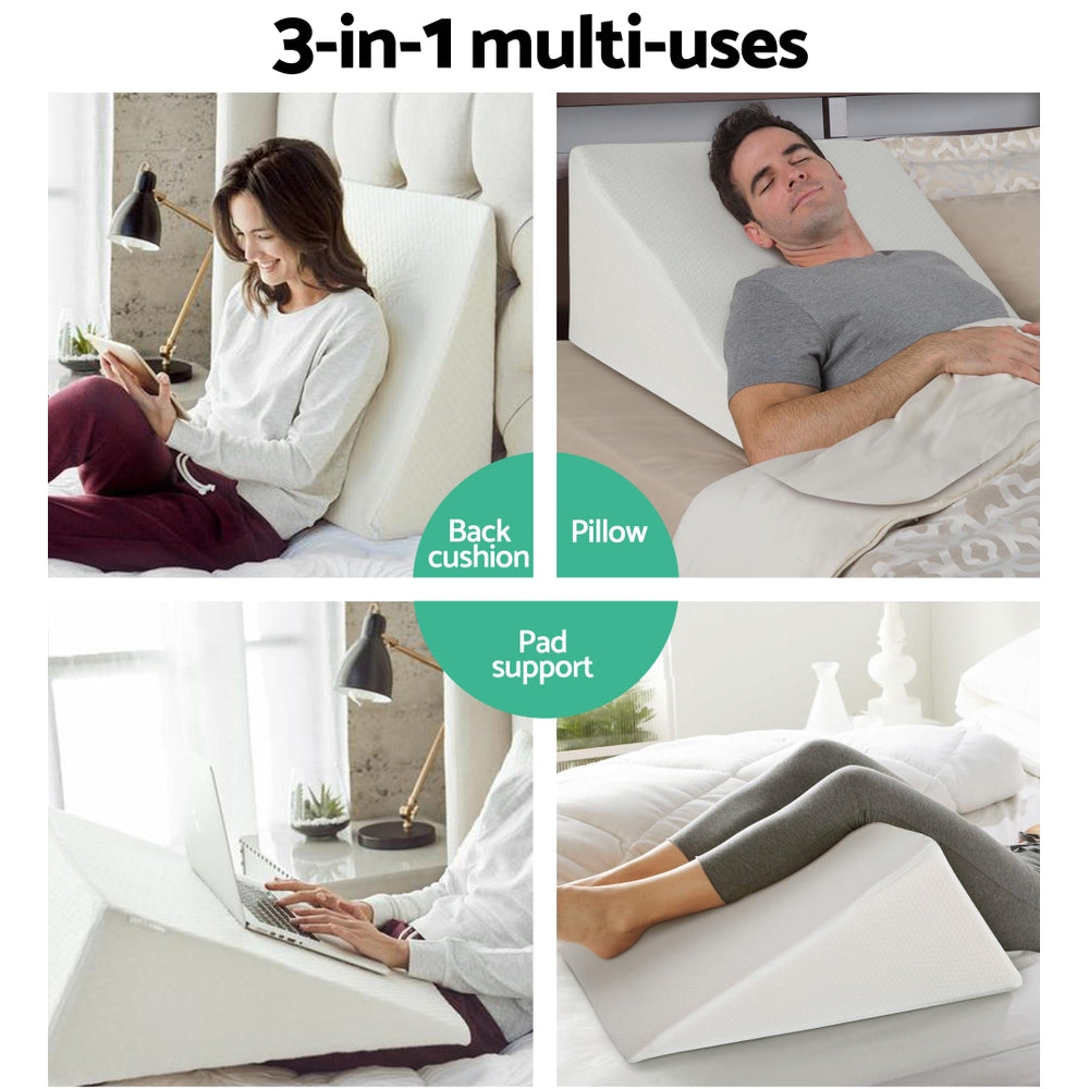 Giselle Bedding 2X Memory Foam Wedge Pillow Neck Back Support with Cover Waterproof Beige-2