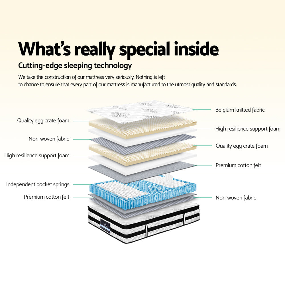 Giselle Bedding Algarve Euro Top Pocket Spring Mattress 34cm Thick Queen-4