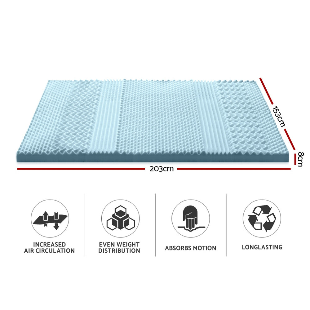 Giselle Bedding Cool Gel 7-zone Memory Foam Mattress Topper w/Bamboo Cover 8cm - Queen-1