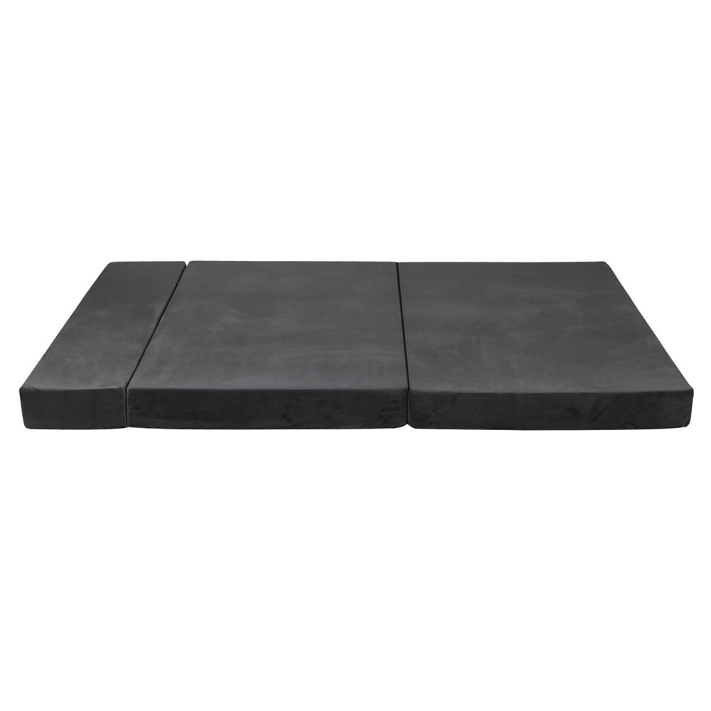 Giselle Bedding Double Size Folding Foam Mattress Portable Bed Mat Velvet Dark Grey-3