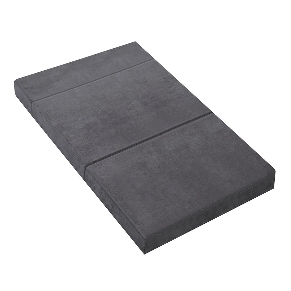 Giselle Bedding Double Size Folding Foam Mattress Portable Bed Mat Velvet Dark Grey-0
