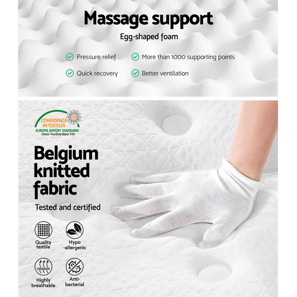 Giselle Bedding Eve Euro Top Pocket Spring Mattress 34cm Thick Queen-5