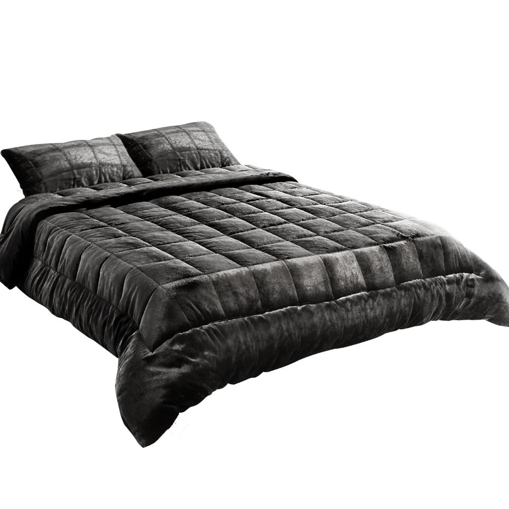 Giselle Bedding Faux Mink Quilt King Size Charcoal-0