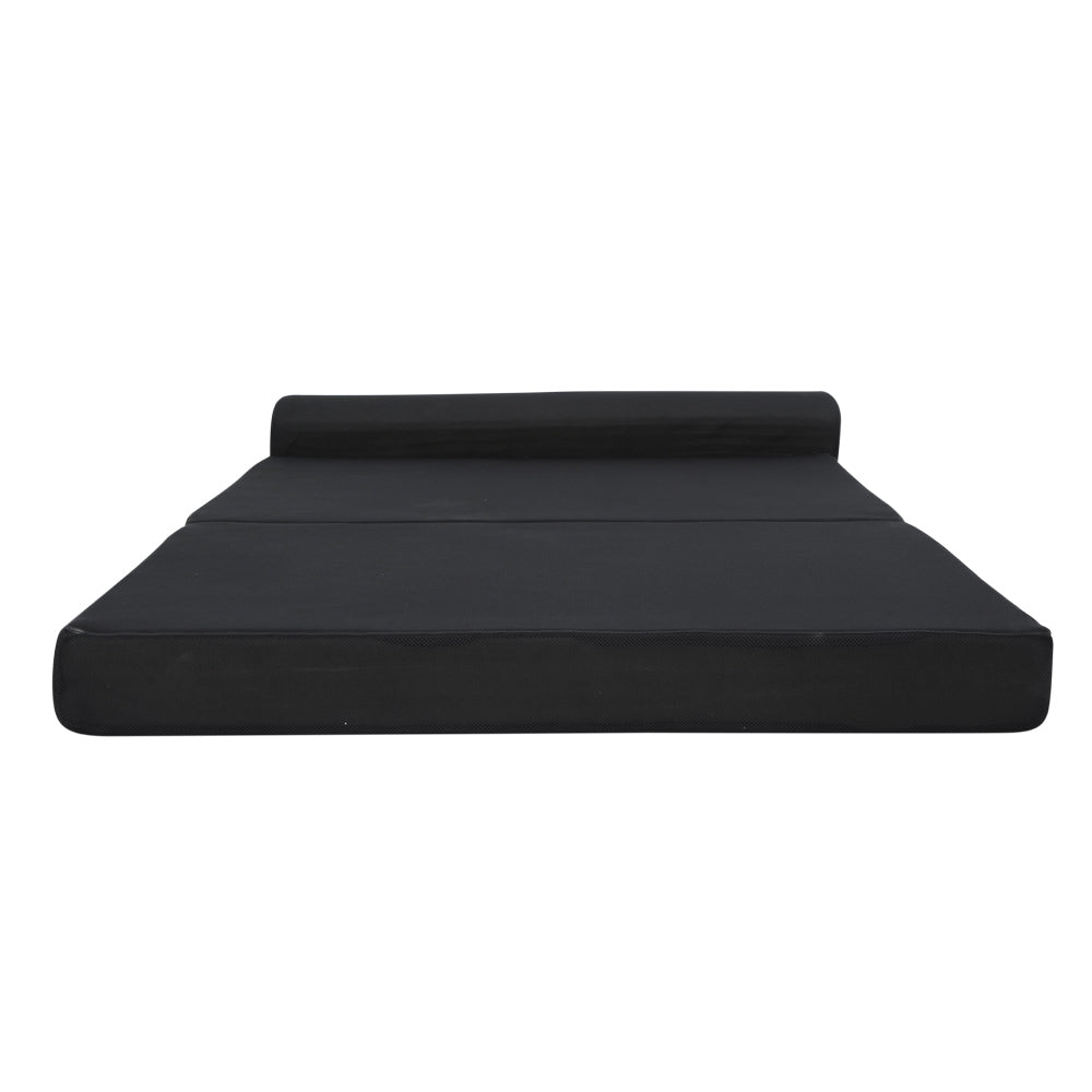 Giselle Bedding Folding Foam Mattress Portable Double Sofa Bed Mat Air Mesh Fabric Black-2