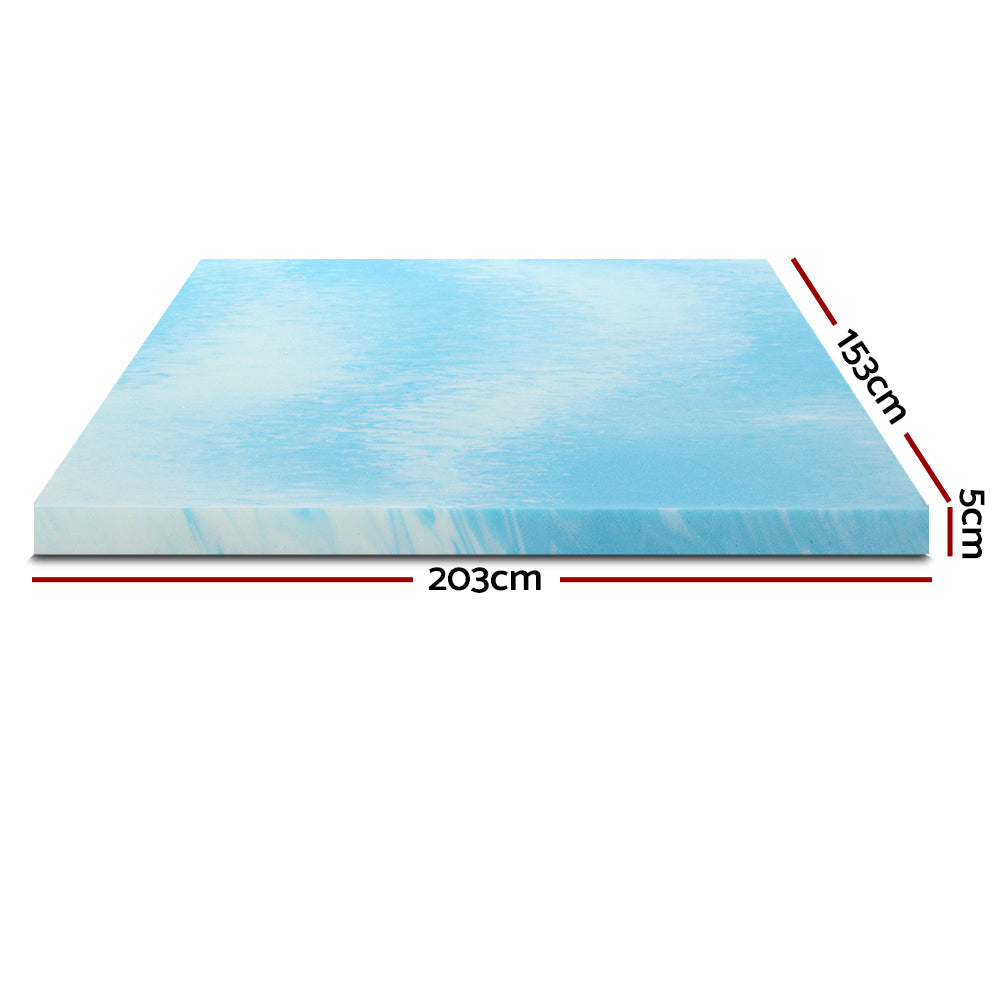 Giselle Cool Gel Memory Foam Topper Mattress Toppers w/ Bamboo Cover 5cm QUEEN-1