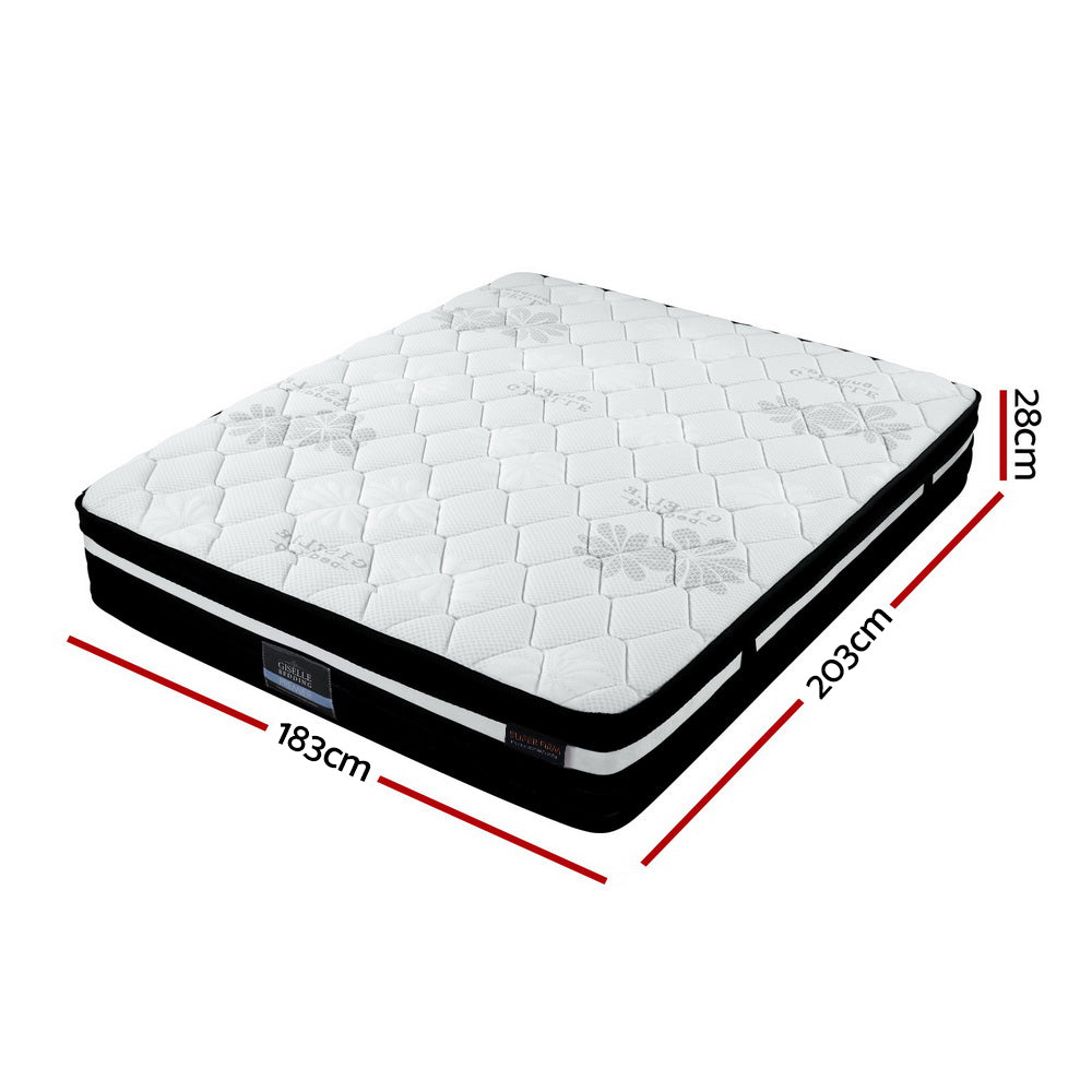 Giselle King Bed Mattress Size Extra Firm 7 Zone Pocket Spring Foam 28cm-1