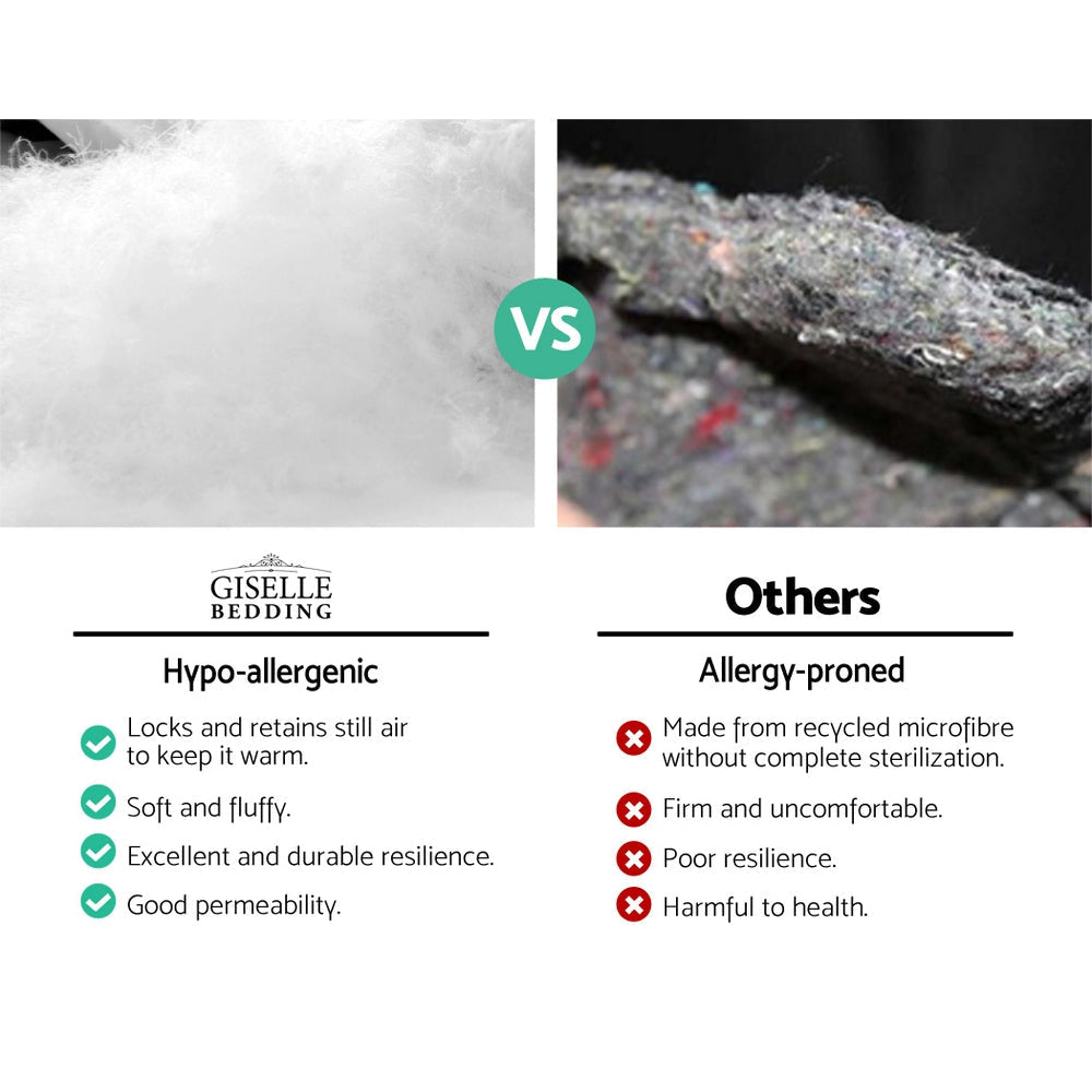 Giselle Queen Mattress Topper Pillowtop 1000GSM Charcoal Microfibre Bamboo Fibre Filling Protector-6