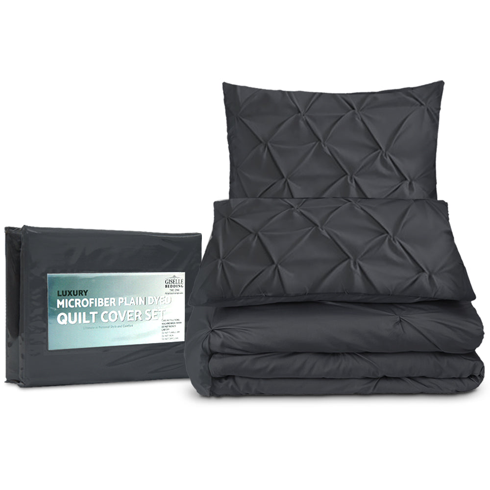 Giselle Quilt Cover Set Diamond Pinch Black - Super King-4