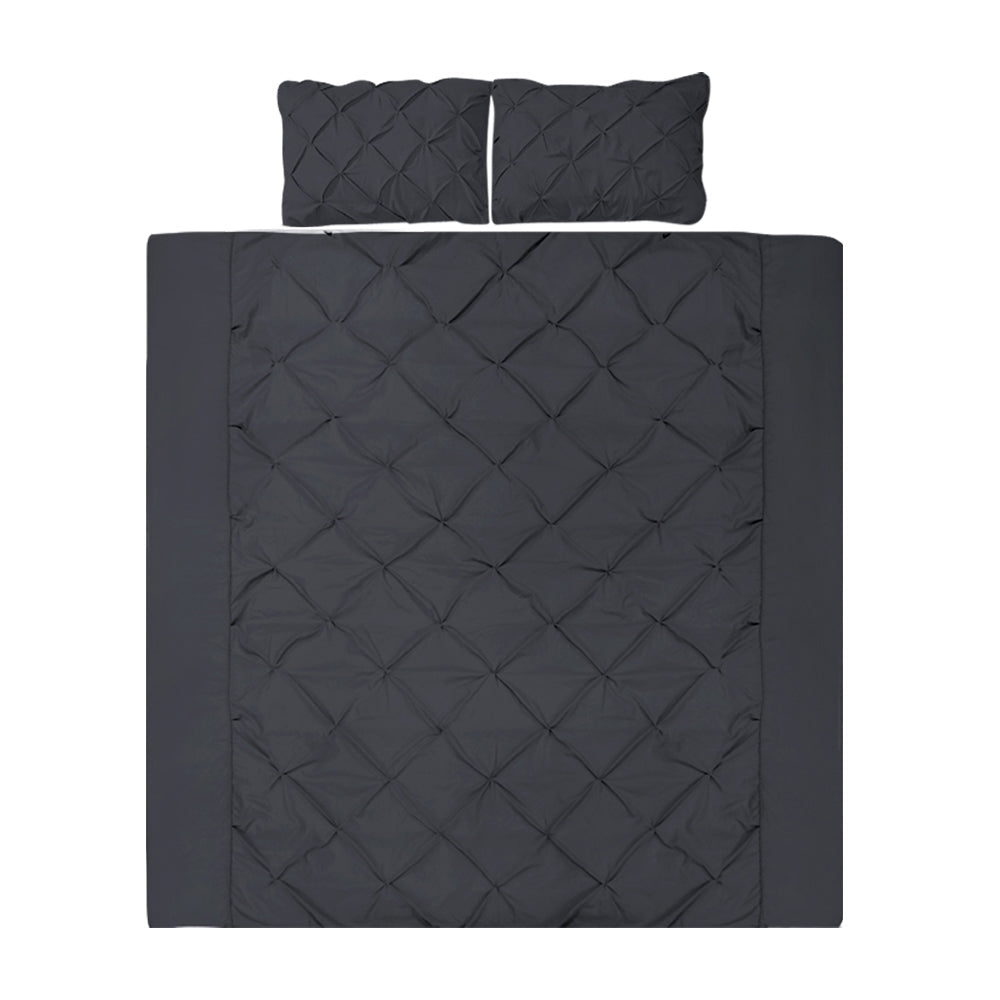 Giselle Quilt Cover Set Diamond Pinch Black - Super King-0