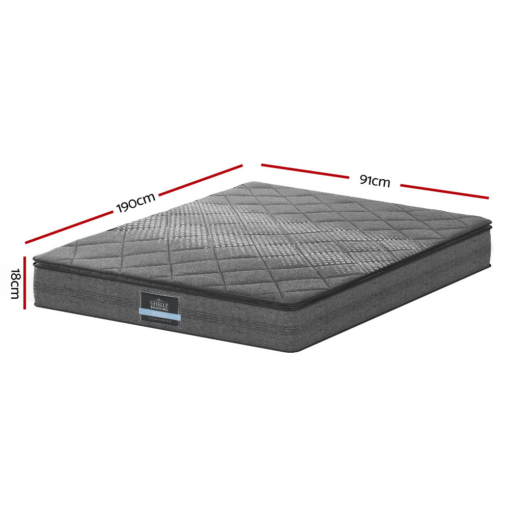 Giselle SINGLE Mattress Pillow Top Bed Size Bonnell Spring Medium Firm Foam 18CM-1