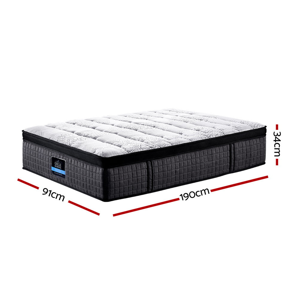 Giselle Single Bed Mattress 9 Zone Pocket Spring Latex Foam Medium Firm 34cm-1
