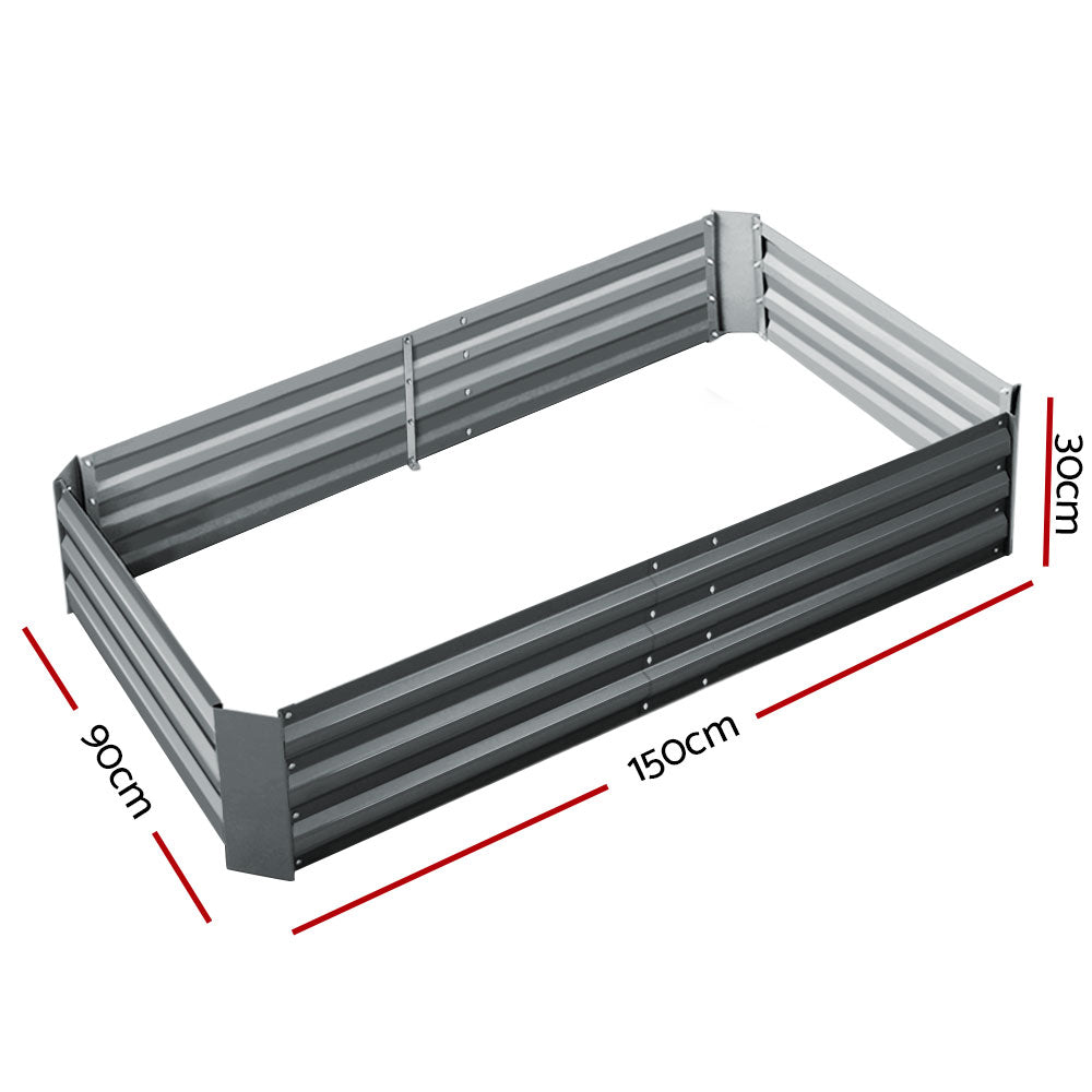 Green Fingers 150 x 90cm Galvanised Steel Garden Bed - Aliminium Grey-1
