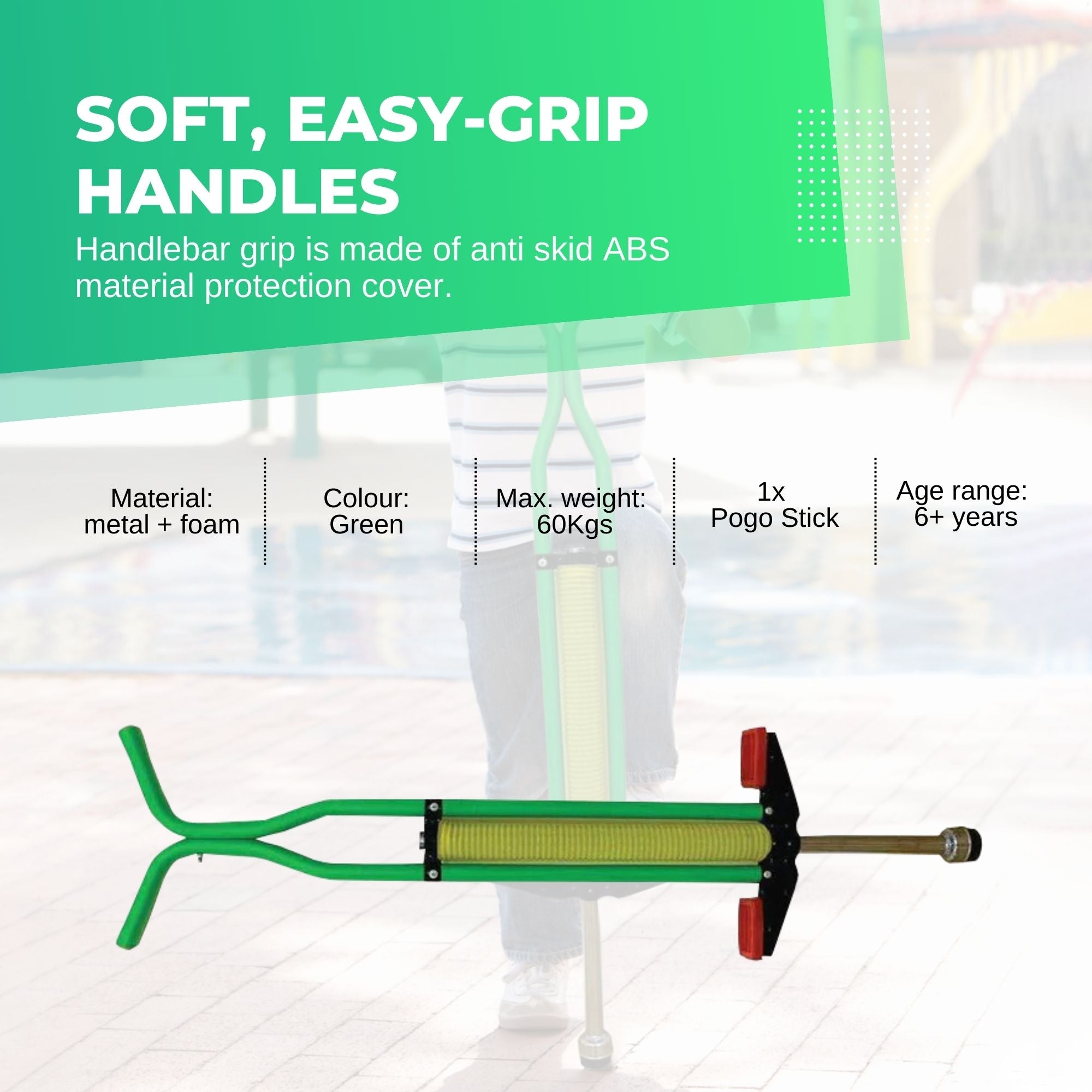 Green Pogo Stick Kids - Childrens Jumping Jackhammer Exercise Hopper Toy-3
