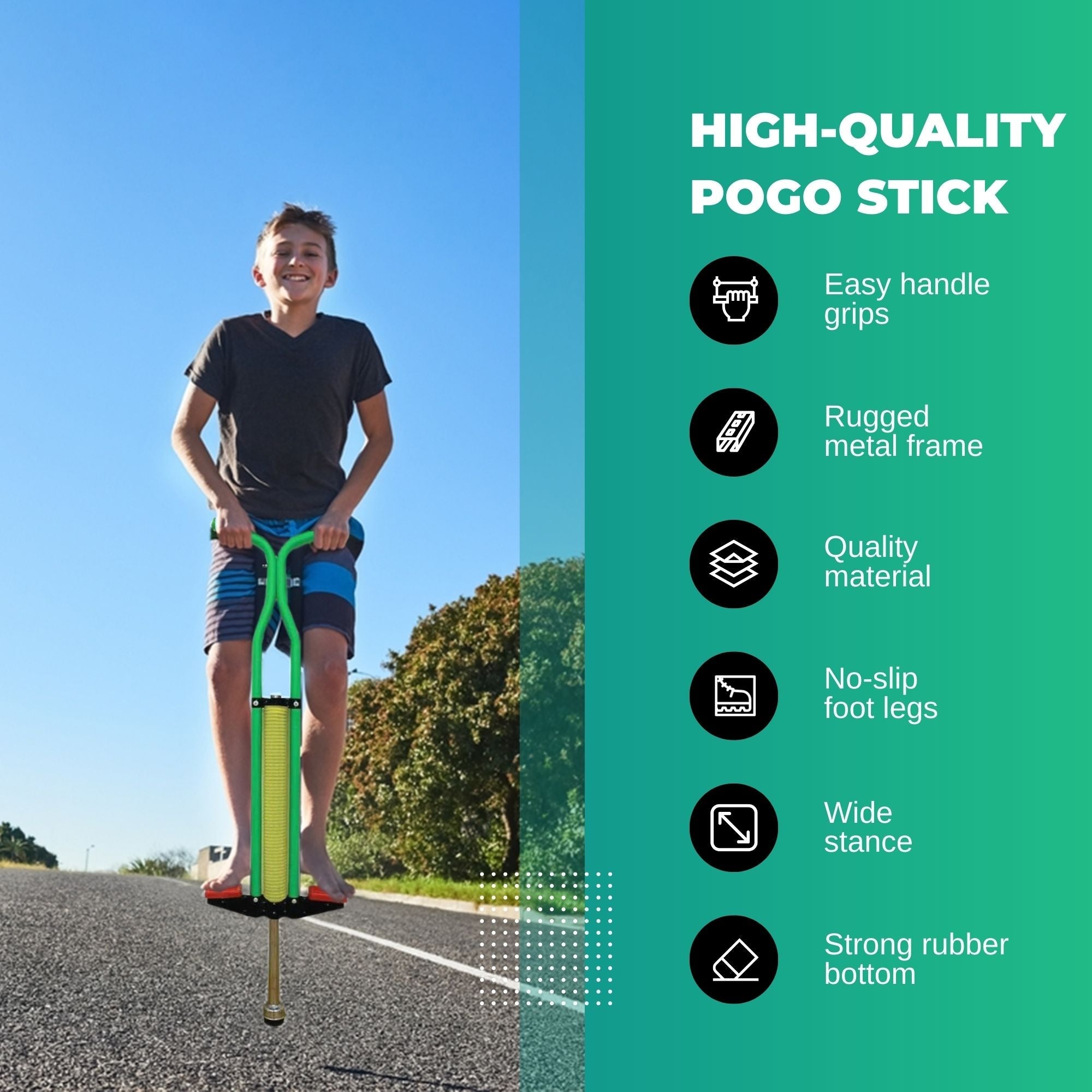 Green Pogo Stick Kids - Childrens Jumping Jackhammer Exercise Hopper Toy-4
