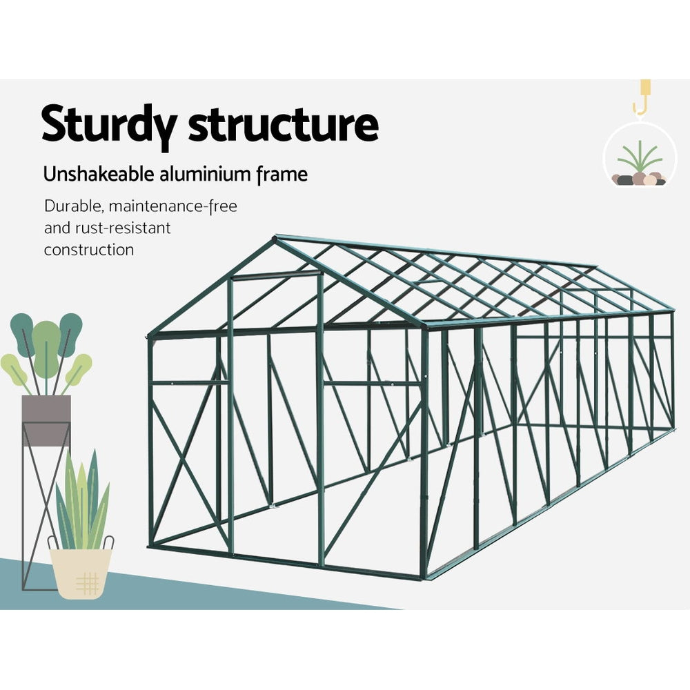 Greenfingers Aluminium Greenhouse Polycarbonate Green House Garden Shed 5.1x2.44M-6