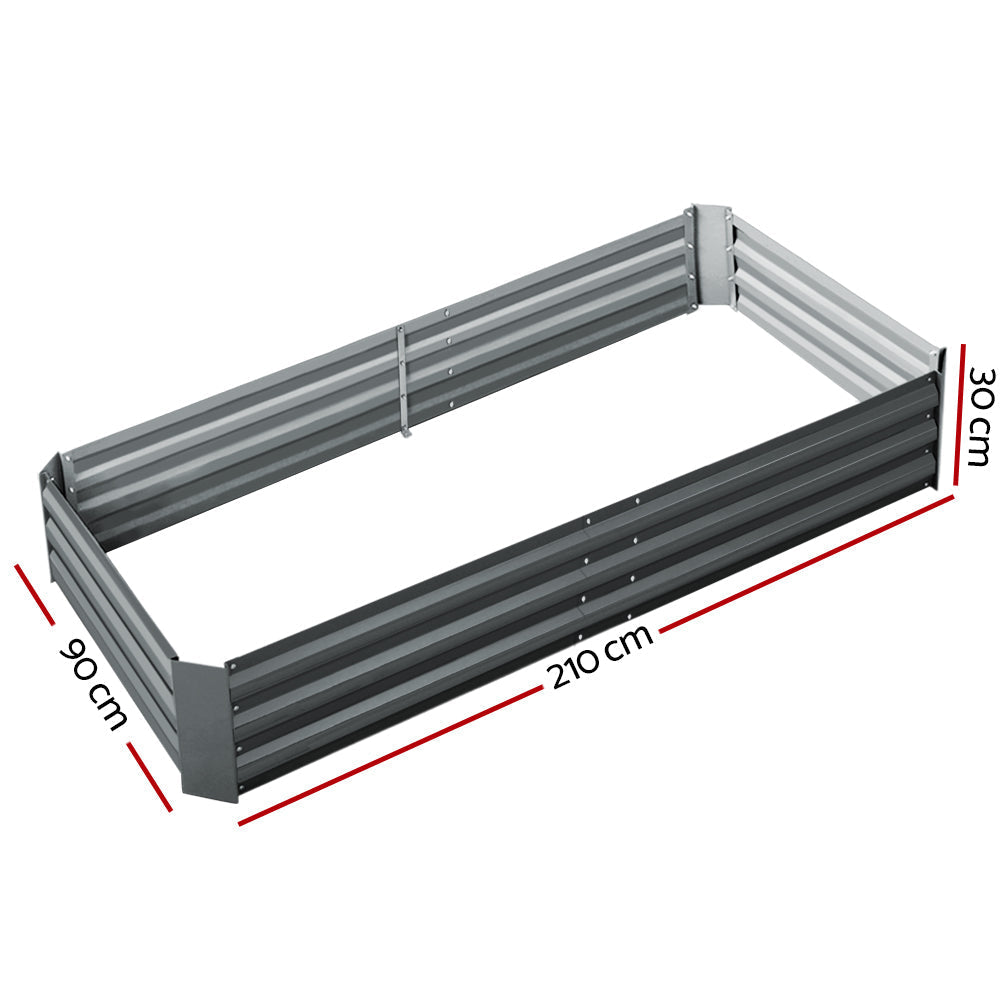 Greenfingers Galvanised Steel Raised Garden Bed Instant Planter 210 x 90 Aluminium-1