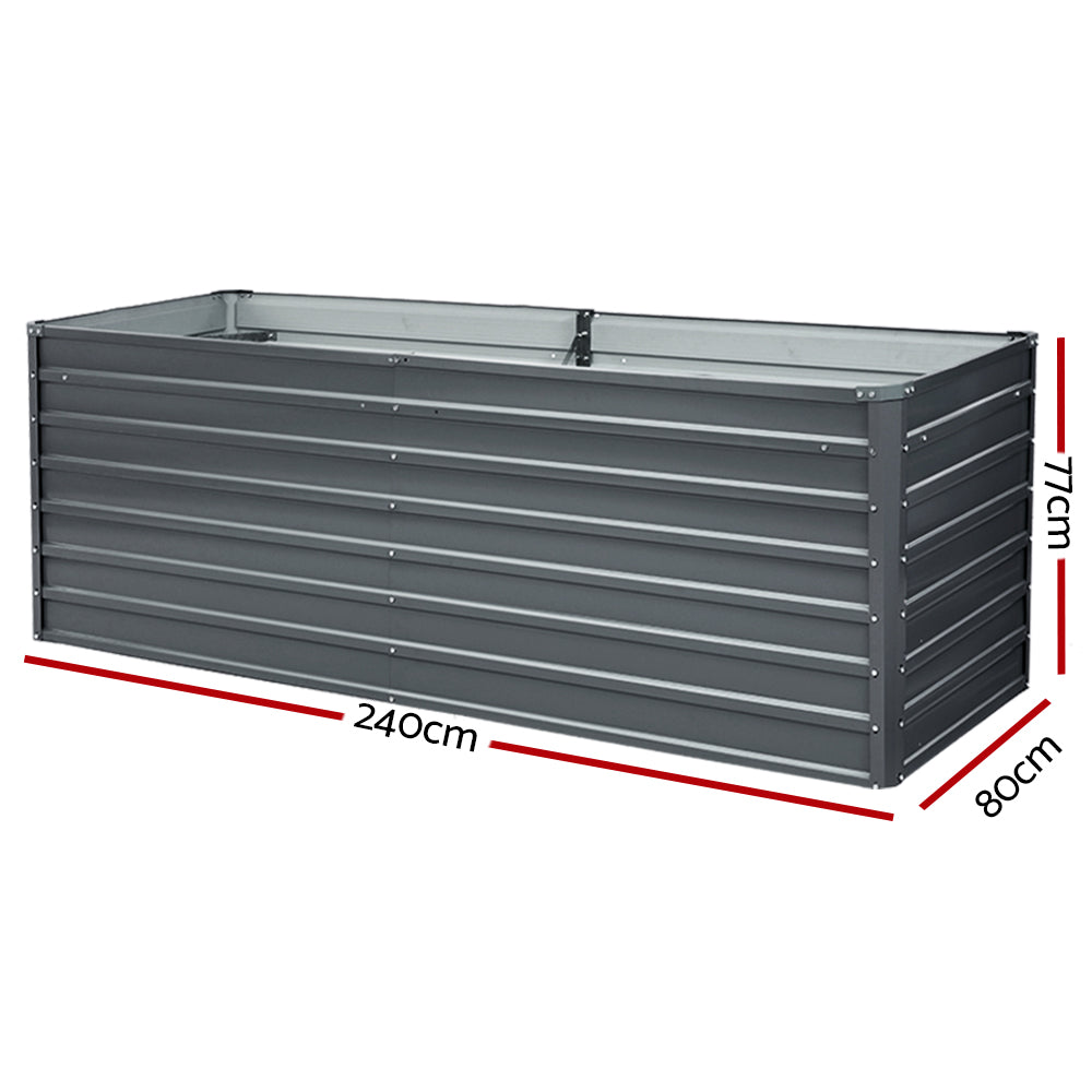 Greenfingers Garden Bed 240X80X77CM Galvanised Raised Steel Instant Planter 2N1-1