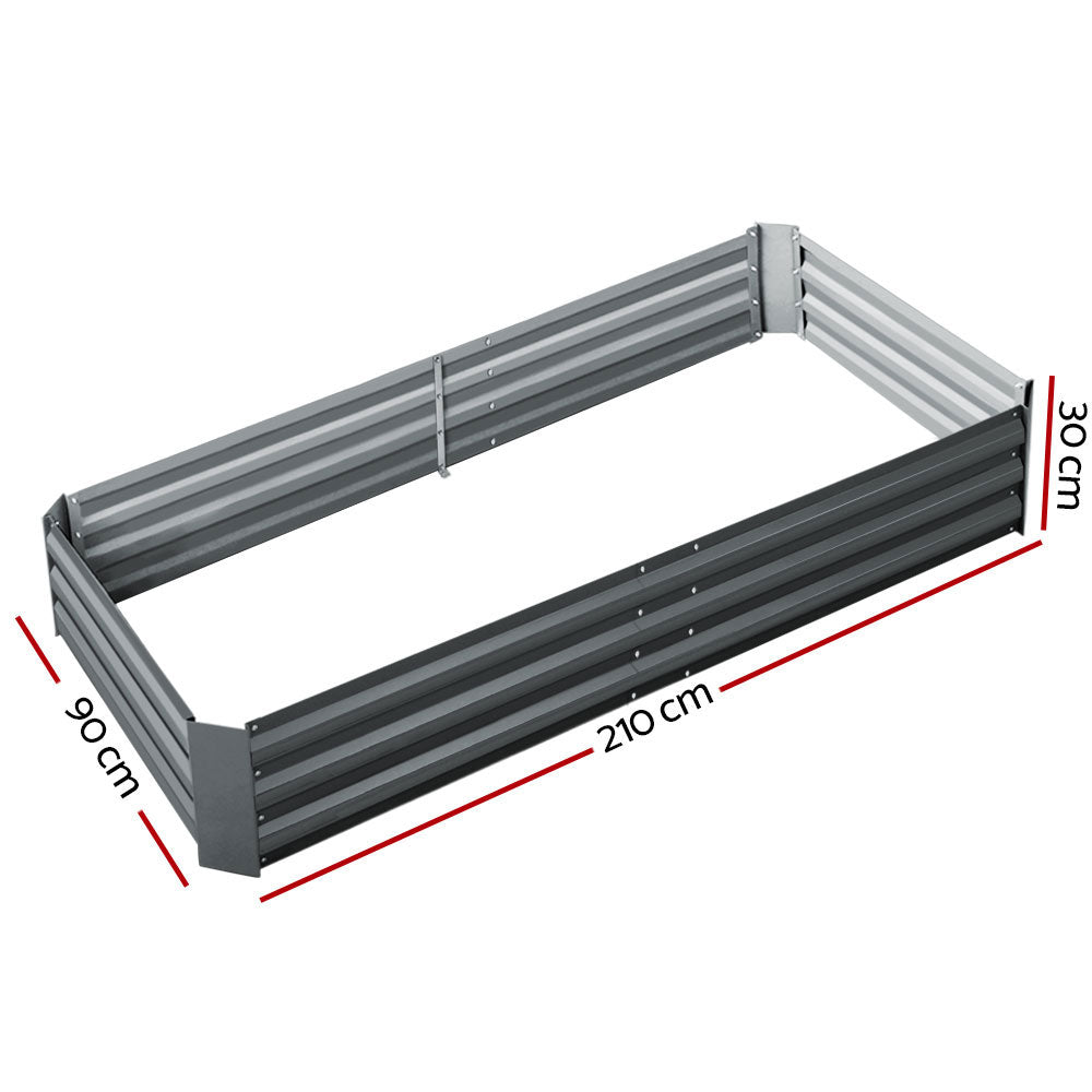 Greenfingers Garden Bed 2PCS 210X90X30cm  Galvanised Steel Raised Planter-1
