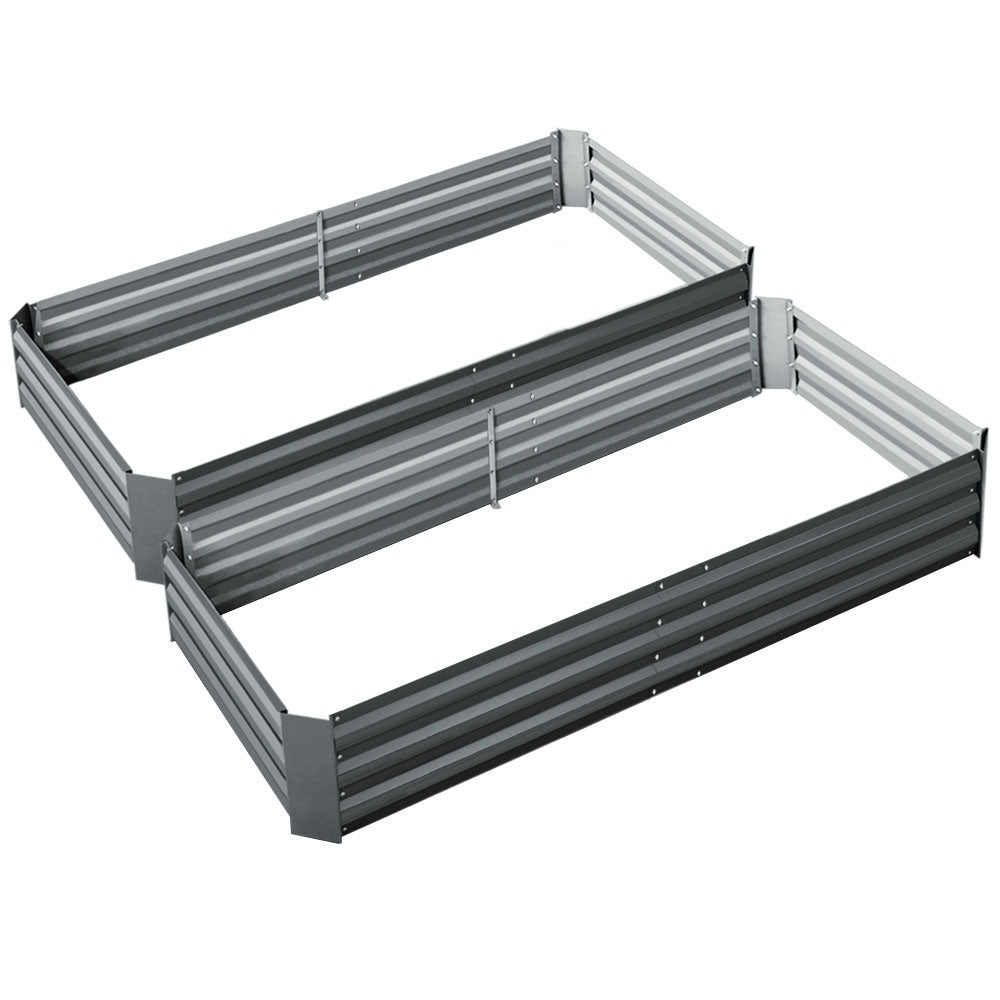 Greenfingers Garden Bed 2PCS 210X90X30cm  Galvanised Steel Raised Planter-0
