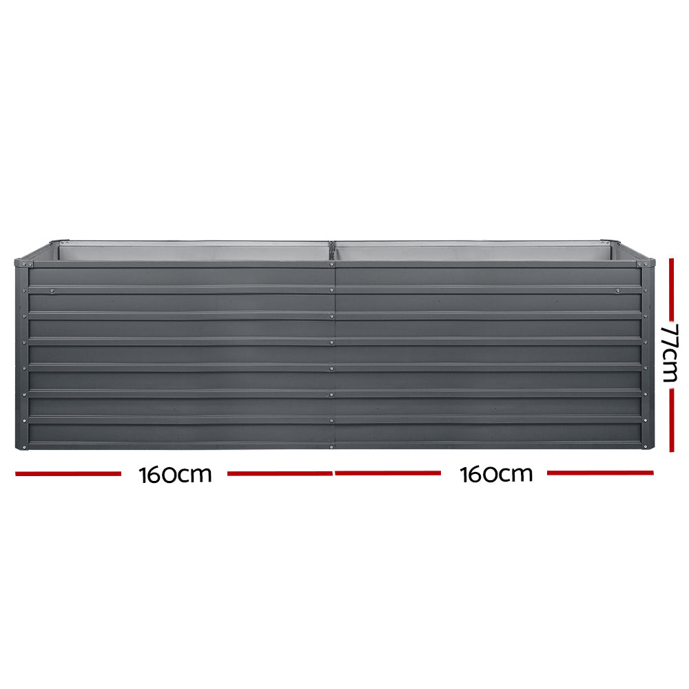 Greenfingers Garden Bed 320 x 80 x 77cm Galvanised Steel Raised Planter 2N1-1