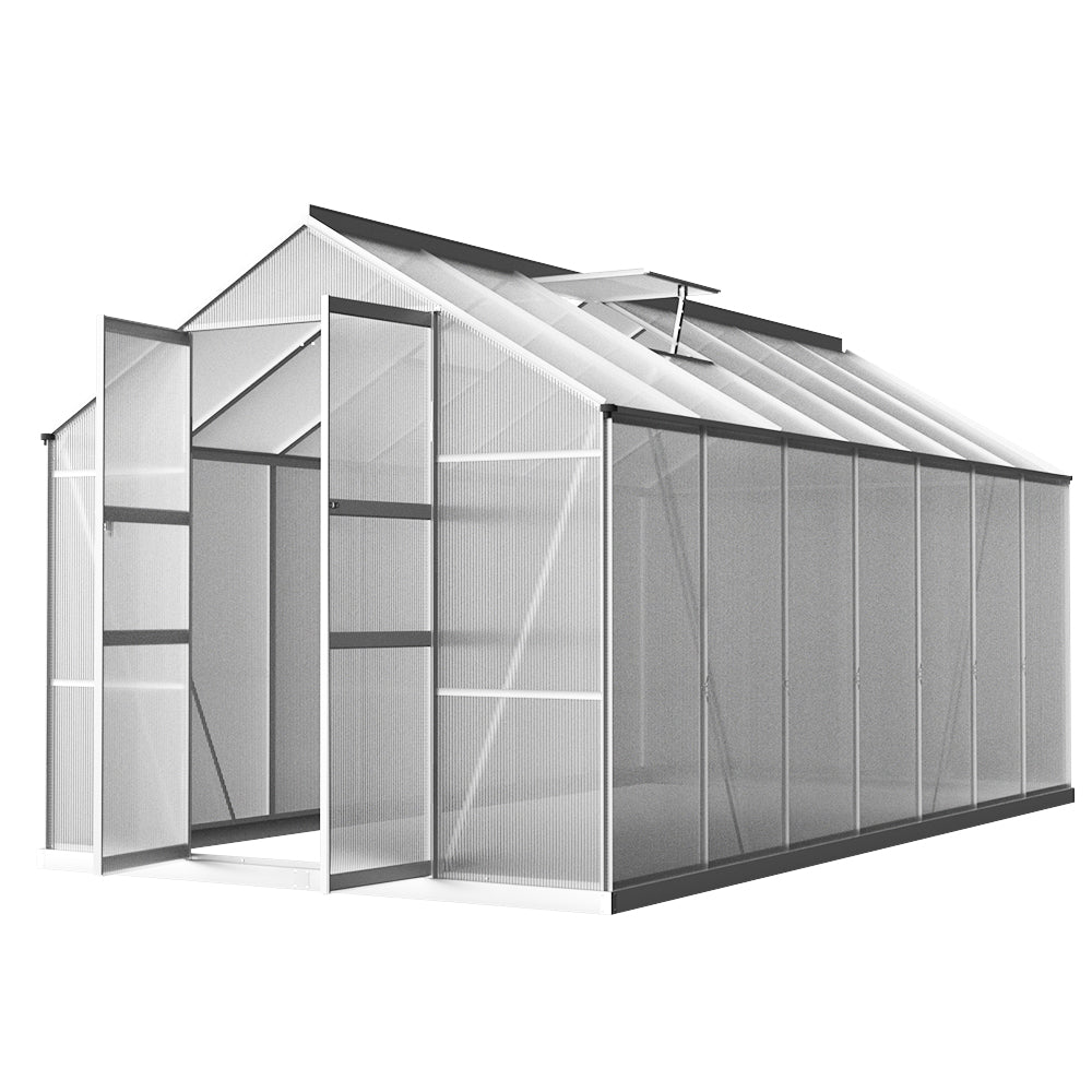 Greenfingers Greenhouse Aluminium Green House Garden Shed Polycarbonate 4.1x2.5M-0