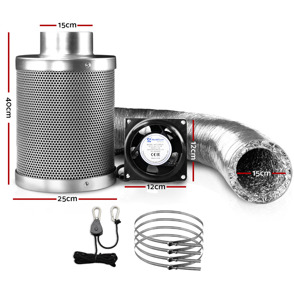Greenfingers Ventilation Fan and Active Carbon Filter Ducting Kit-1