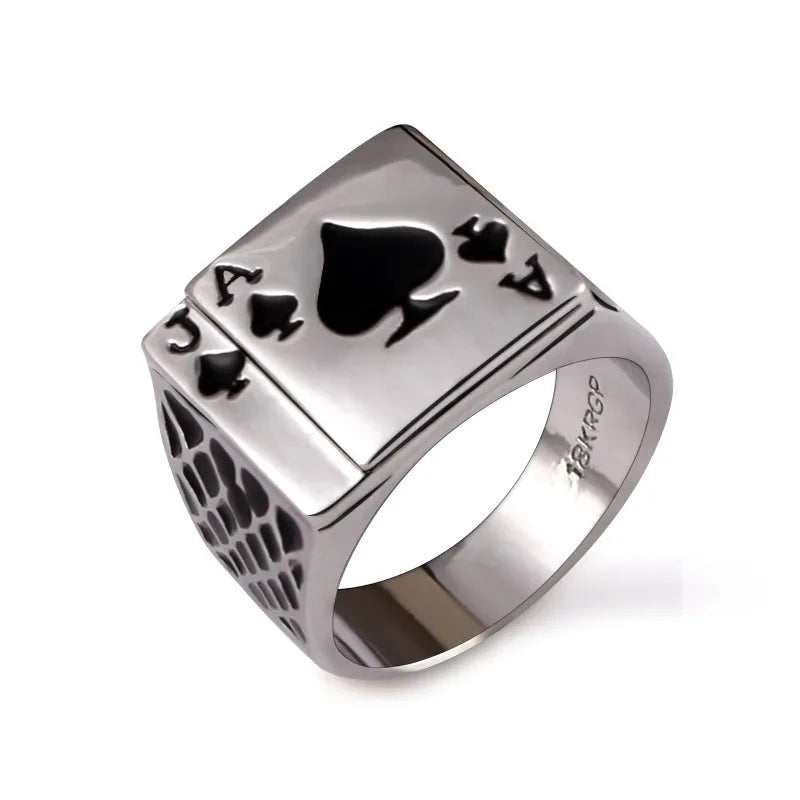 Jewelry Chunky Black Poker Ring