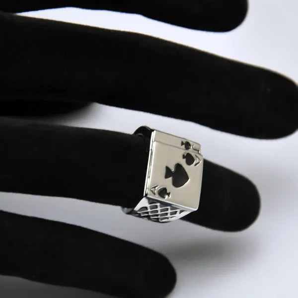 Jewelry Chunky Black Poker Ring