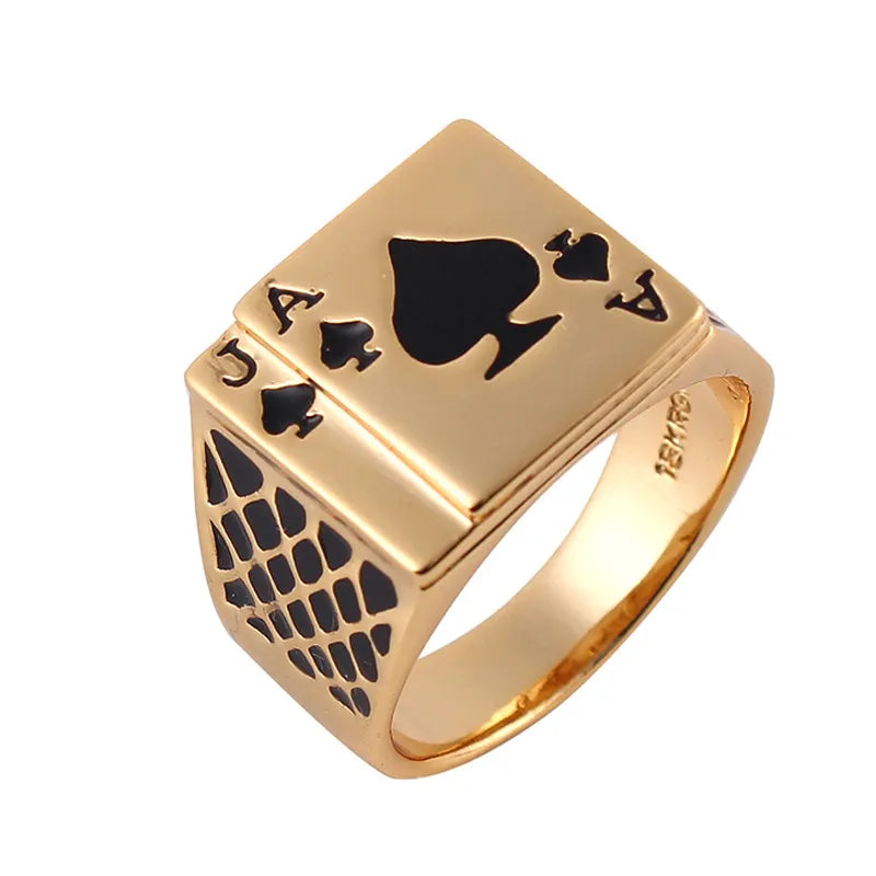 Jewelry Chunky Black Poker Ring